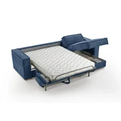 Canapé d'angle reversible Bleu convertible express avec méridienne coffre ISABELLA Angle