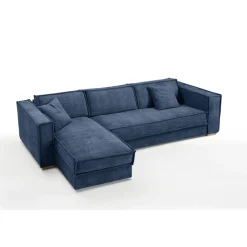 Canapé d'angle reversible Bleu convertible express avec méridienne coffre ISABELLA Angle