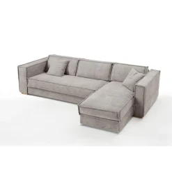 Canapé d'angle reversible Gris Clair convertible express avec méridienne coffre ISABELLA Angle