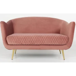 Canapé en Velours Rose et Piètement Or 2 Places RICHIE