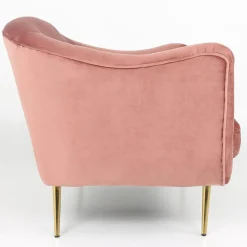 Canapé en Velours Rose et Piètement Or 2 Places RICHIE