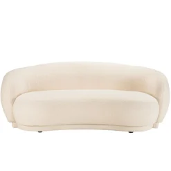 Canapé haricot 3 places en tissu bouclette écru LEOPOLD