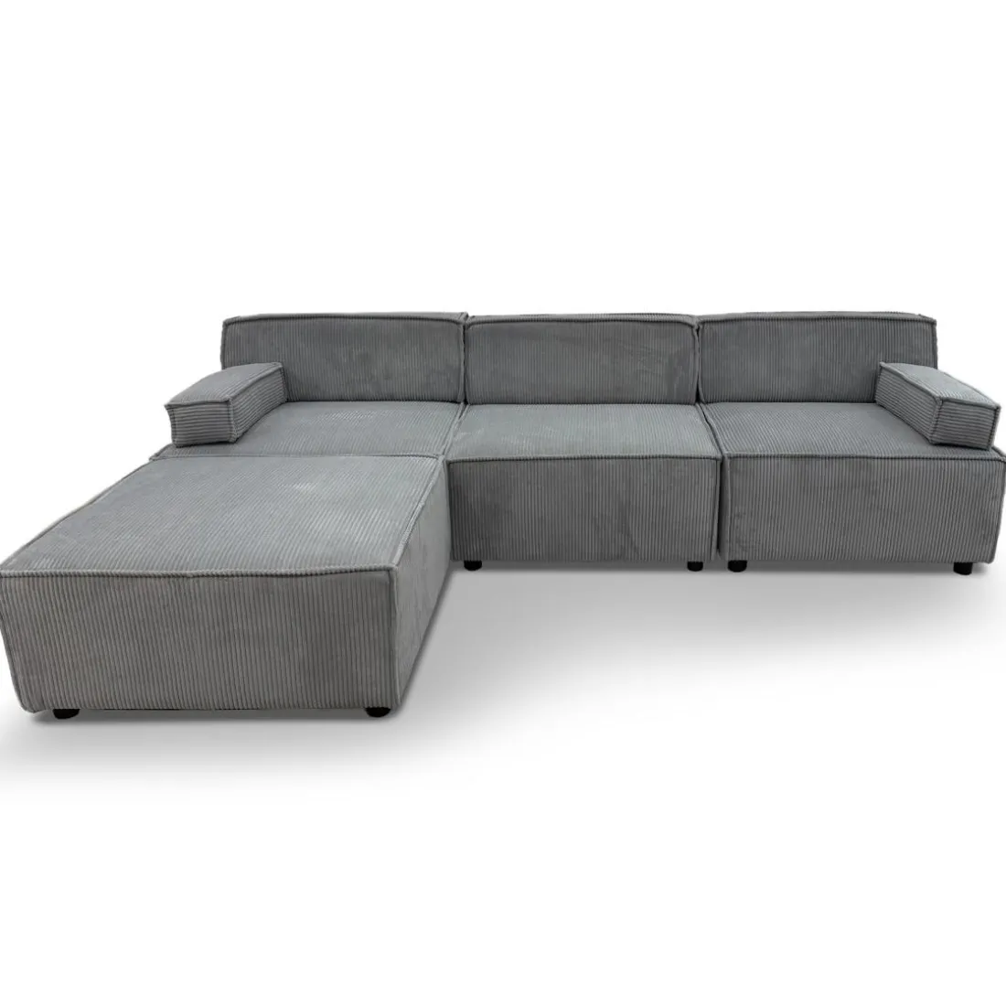Canapé modulable Benoit Velours côtelé Gris