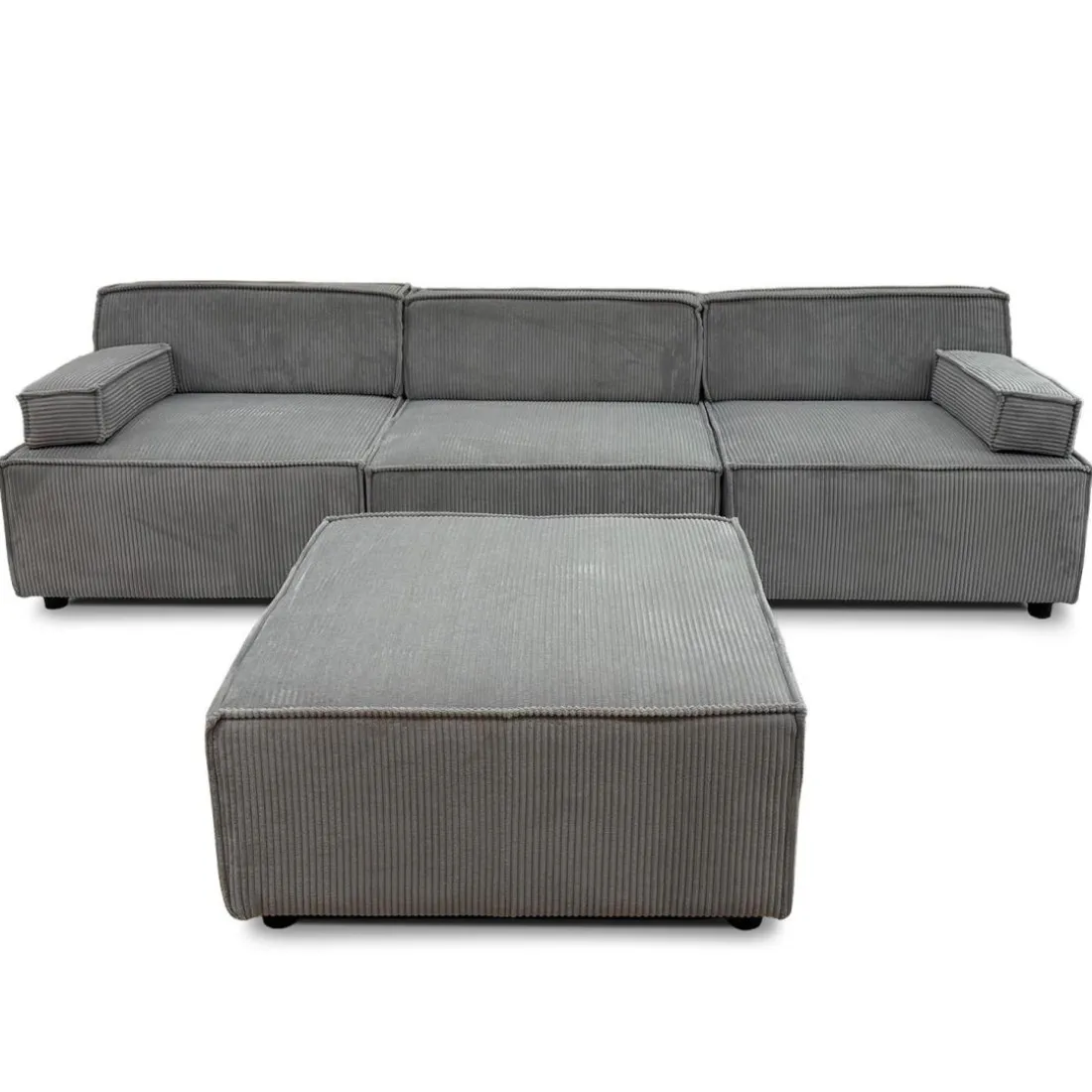 Canapé modulable Benoit Velours côtelé Gris