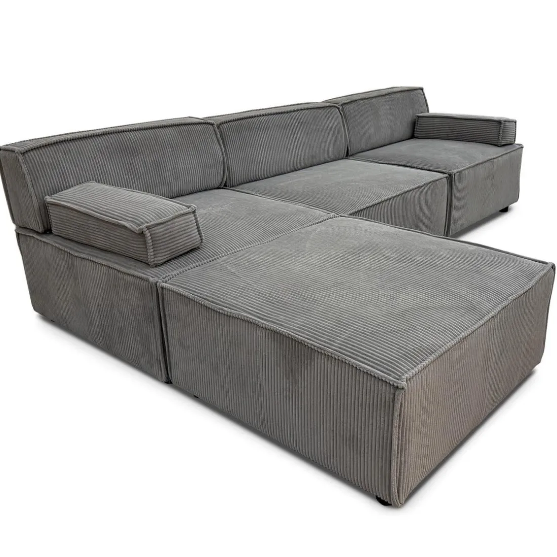 Canapé modulable Benoit Velours côtelé Gris