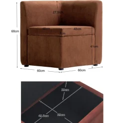 Canapé modulable VARDE design scandinave velours côtelé avec mousse de densité supérie