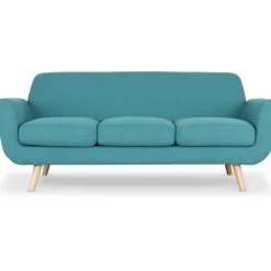 Canapé Scandinave 3 Places Tissu Bleu Vert TELIA