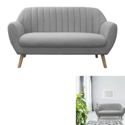 Canape 2 Places Sofia Tissu Gris