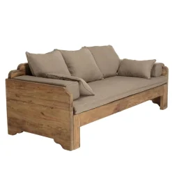 Canapé-lit bois Pin recyclé avec coussins