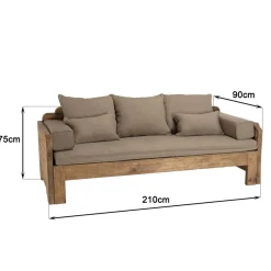 Canapé-lit bois Pin recyclé avec coussins