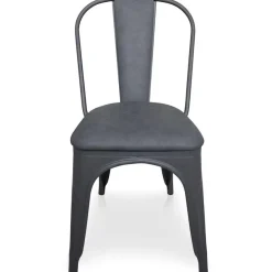 Carrera Bois Vintage avec 4 chaises empilables Gordon matelassées Gris