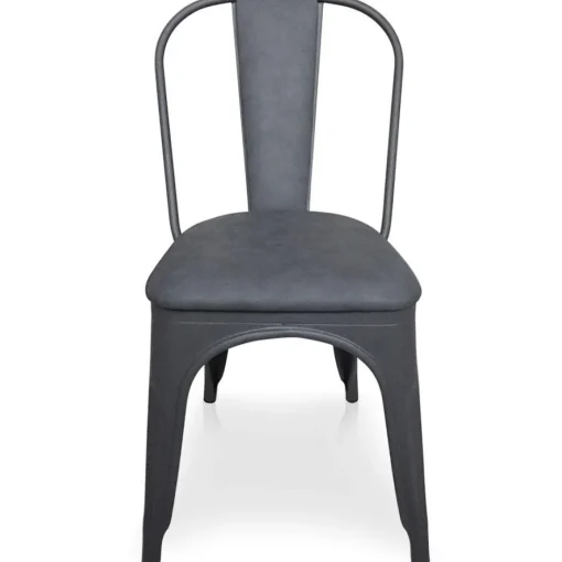 Carrera Bois Vintage avec 4 chaises empilables Gordon matelassées Gris