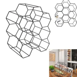 Casier a bouteilles filaire noir nid d'abeille DAKOTA