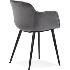Chaise avec accoudoirs 'ARMADA' en velours gris