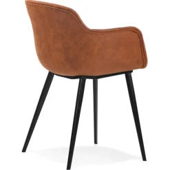Chaise avec accoudoirs 'DERBY' en microfibre brune