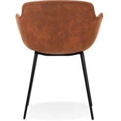 Chaise avec accoudoirs 'DERBY' en microfibre brune