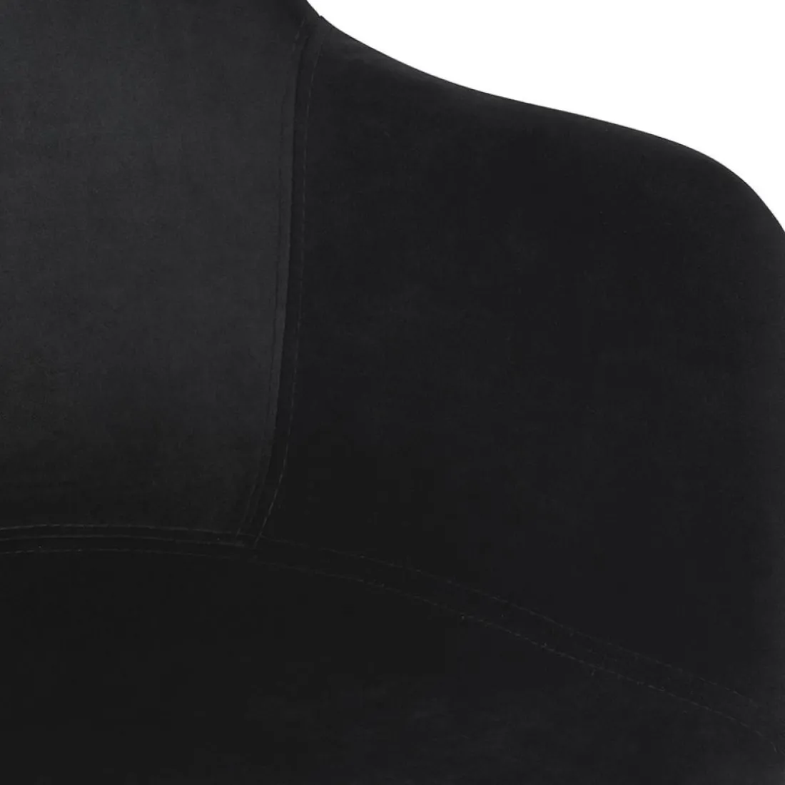 Chaise avec accoudoirs 'FRIDA' en velours noir et pieds en bois naturel