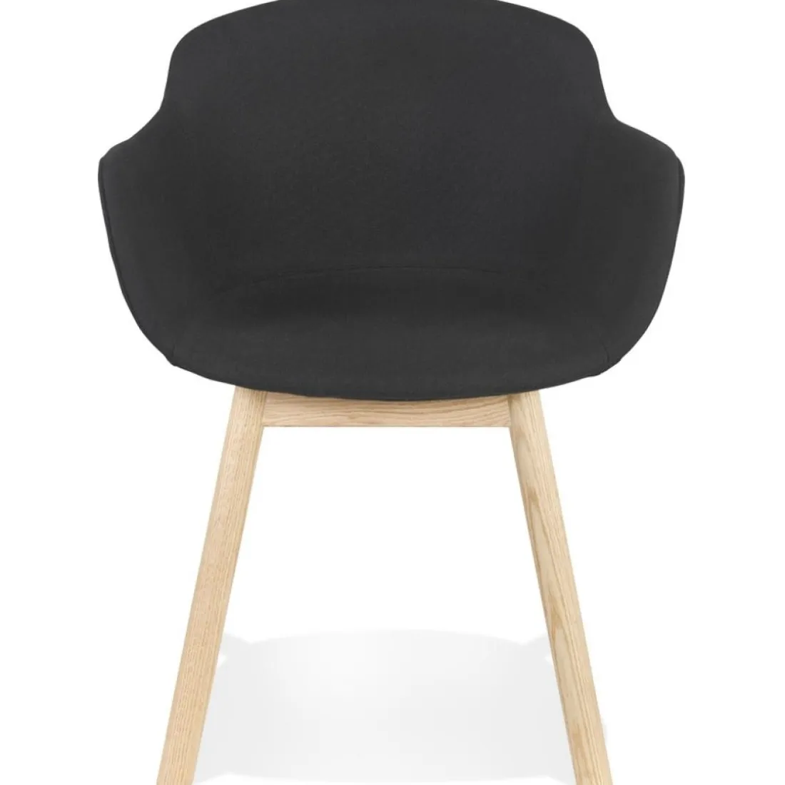 Chaise avec accoudoirs 'LAMBIC' en tissu noir et pieds en bois naturel