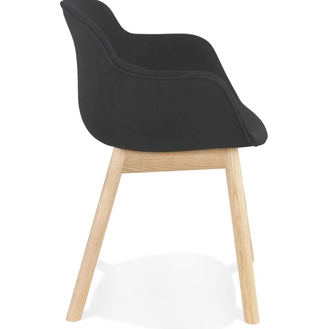 Chaise avec accoudoirs 'LAMBIC' en tissu noir et pieds en bois naturel