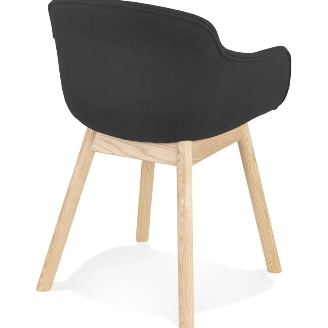 Chaise avec accoudoirs 'LAMBIC' en tissu noir et pieds en bois naturel