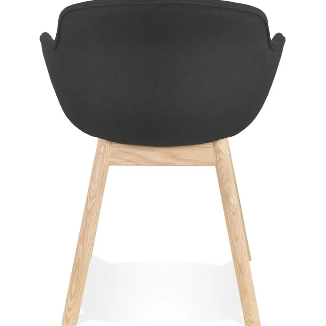 Chaise avec accoudoirs 'LAMBIC' en tissu noir et pieds en bois naturel