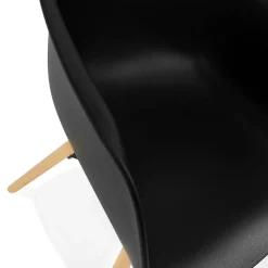 Chaise avec accoudoirs 'MELIS' noire avec pieds en métal et bois naturel