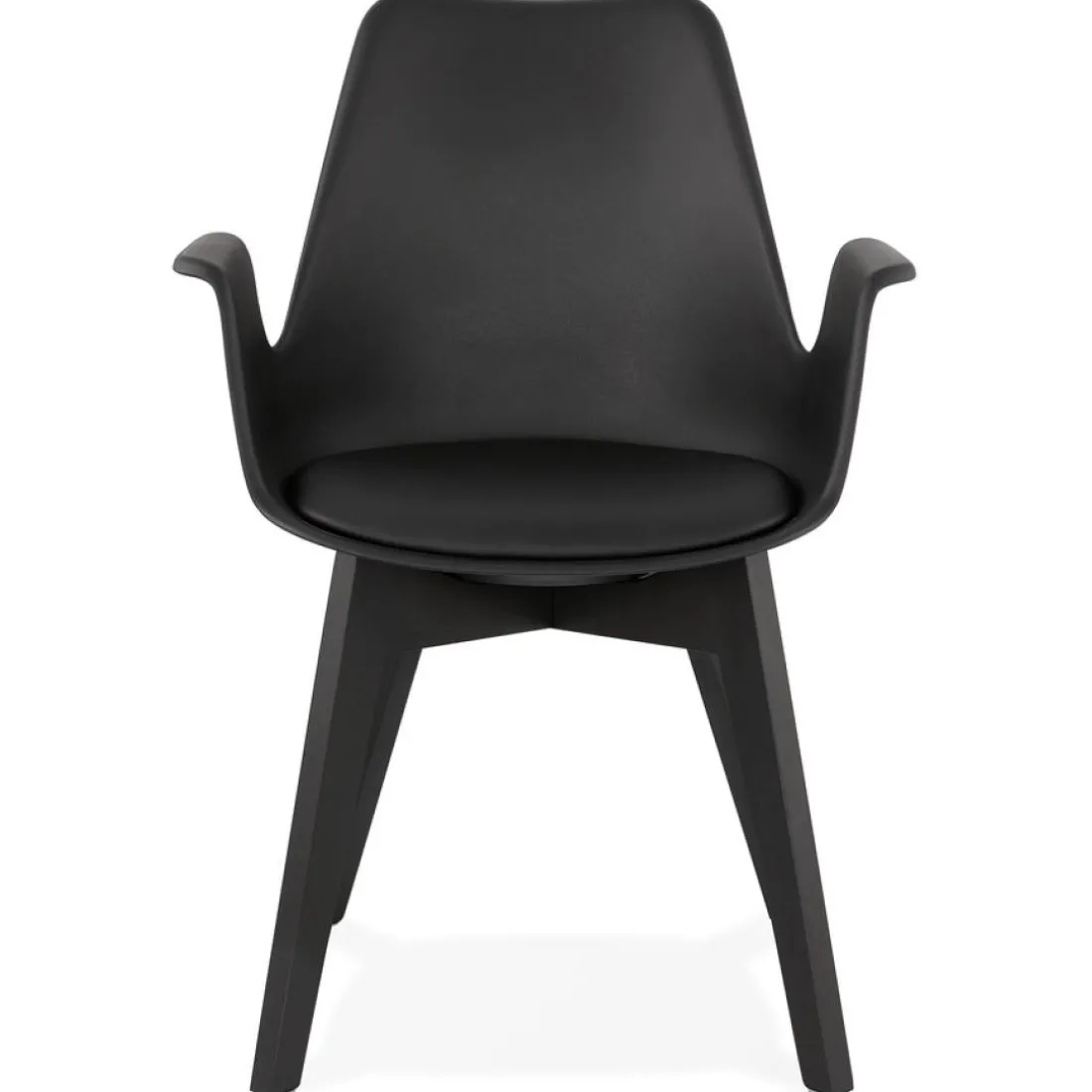 Chaise avec accoudoirs 'MISTRAL' noire avec pieds en bois noir