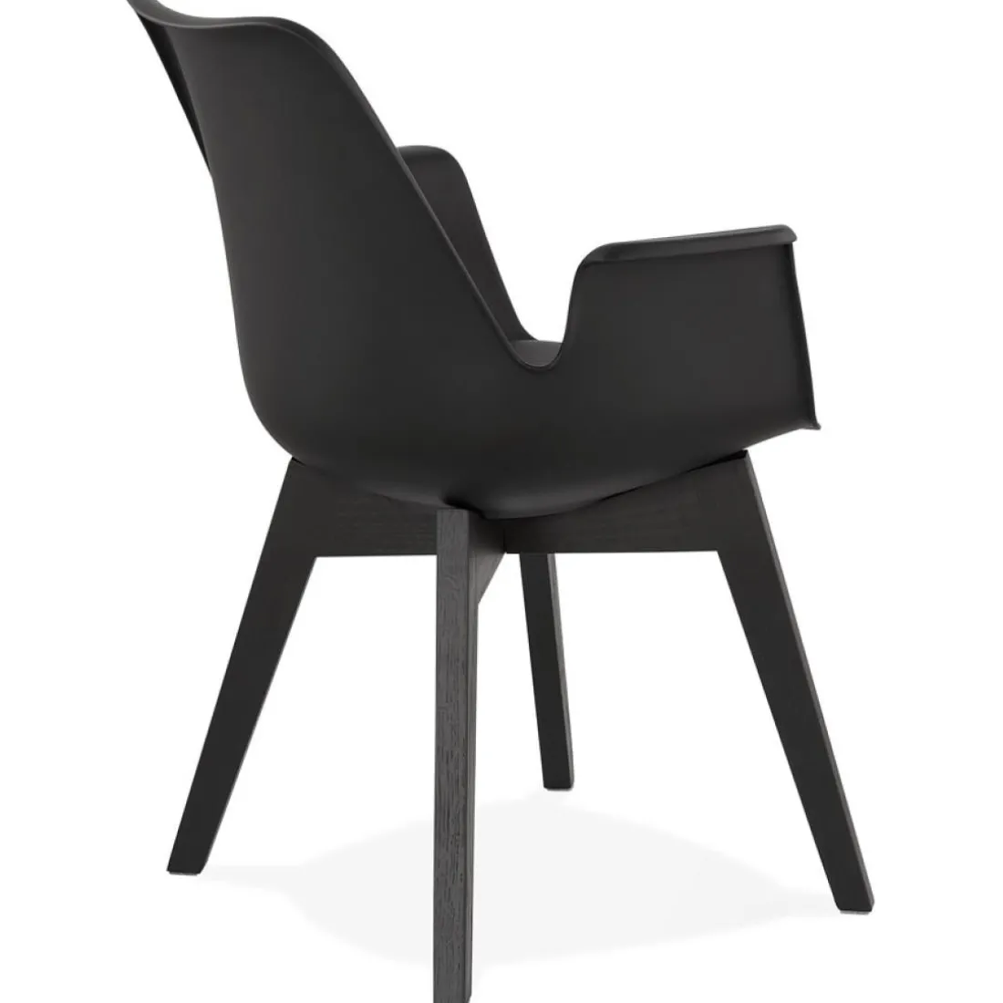 Chaise avec accoudoirs 'MISTRAL' noire avec pieds en bois noir