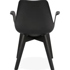 Chaise avec accoudoirs 'MISTRAL' noire avec pieds en bois noir
