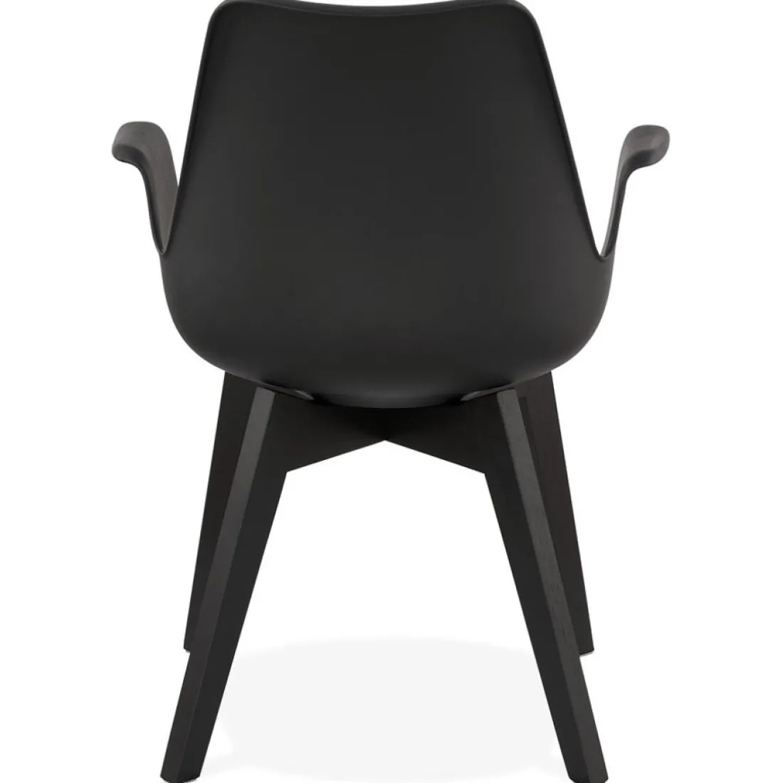 Chaise avec accoudoirs 'MISTRAL' noire avec pieds en bois noir