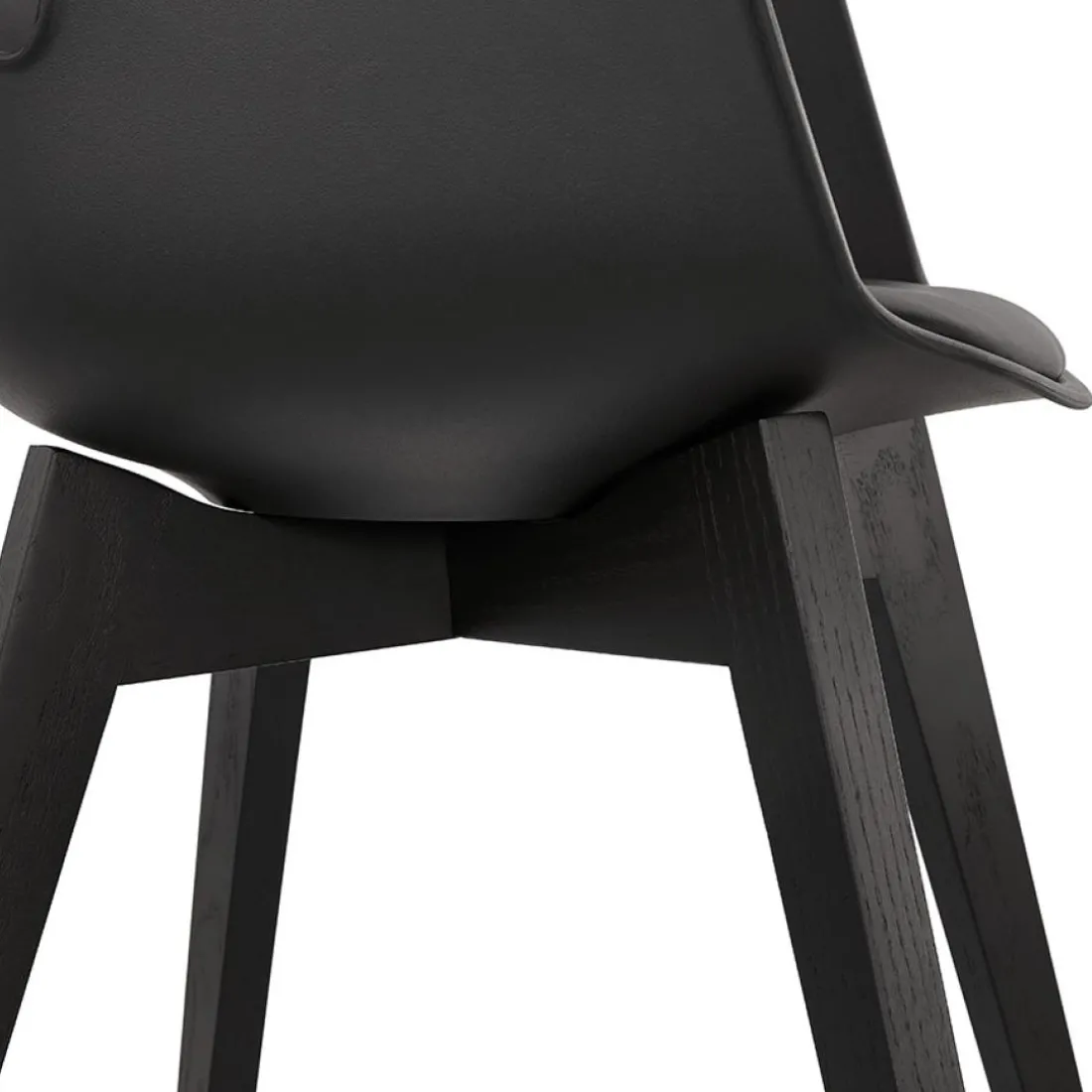 Chaise avec accoudoirs 'MISTRAL' noire avec pieds en bois noir