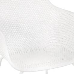 Chaise avec accoudoirs perforée 'DRAK' blanche