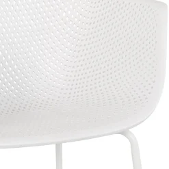 Chaise avec accoudoirs perforée 'DRAK' blanche