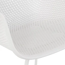 Chaise avec accoudoirs perforée 'DRAK' blanche
