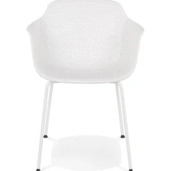 Chaise avec accoudoirs perforée 'DRAK' blanche