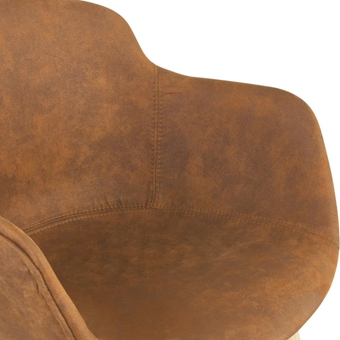 Chaise avec accoudoirs 'RUPERT' en microfibre brune et pieds en bois naturel