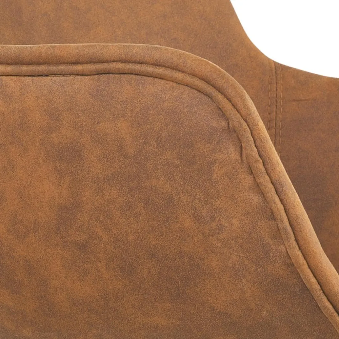 Chaise avec accoudoirs 'RUPERT' en microfibre brune et pieds en bois naturel