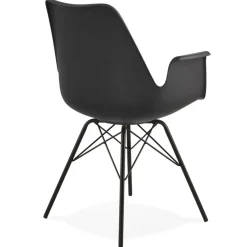 Chaise avec accoudoirs 'SALY' noire style industriel