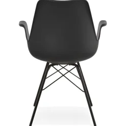 Chaise avec accoudoirs 'SALY' noire style industriel