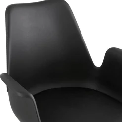 Chaise avec accoudoirs 'SALY' noire style industriel
