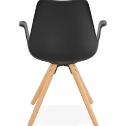 Chaise avec accoudoirs 'ZALIK' noire style scandinave