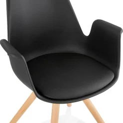 Chaise avec accoudoirs 'ZALIK' noire style scandinave