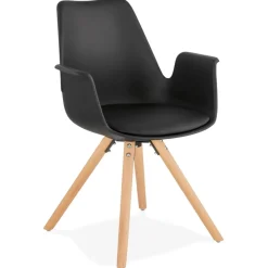 Chaise avec accoudoirs 'ZALIK' noire style scandinave