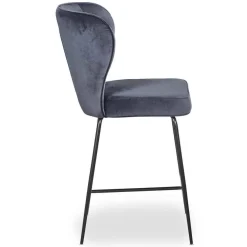 Chaise de bar ELSA Velours Gris