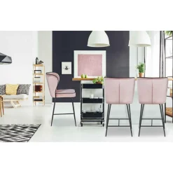 Chaise de bar ELSA Velours Rose