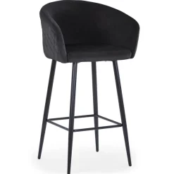 Chaise de bar Velours Noir VENUS
