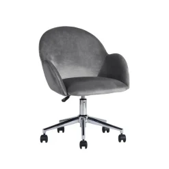 Chaise de bureau ajustable à roulettes en velours chiozza Gris