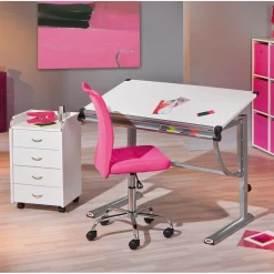 Chaise de bureau enfant à roulettes Rose DUTEL