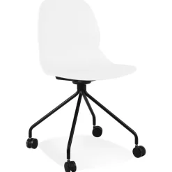 Chaise de bureau 'NADIA' blanche sur roulettes