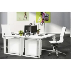 Chaise de bureau Pivotante Blanc et Acier OBLIMO